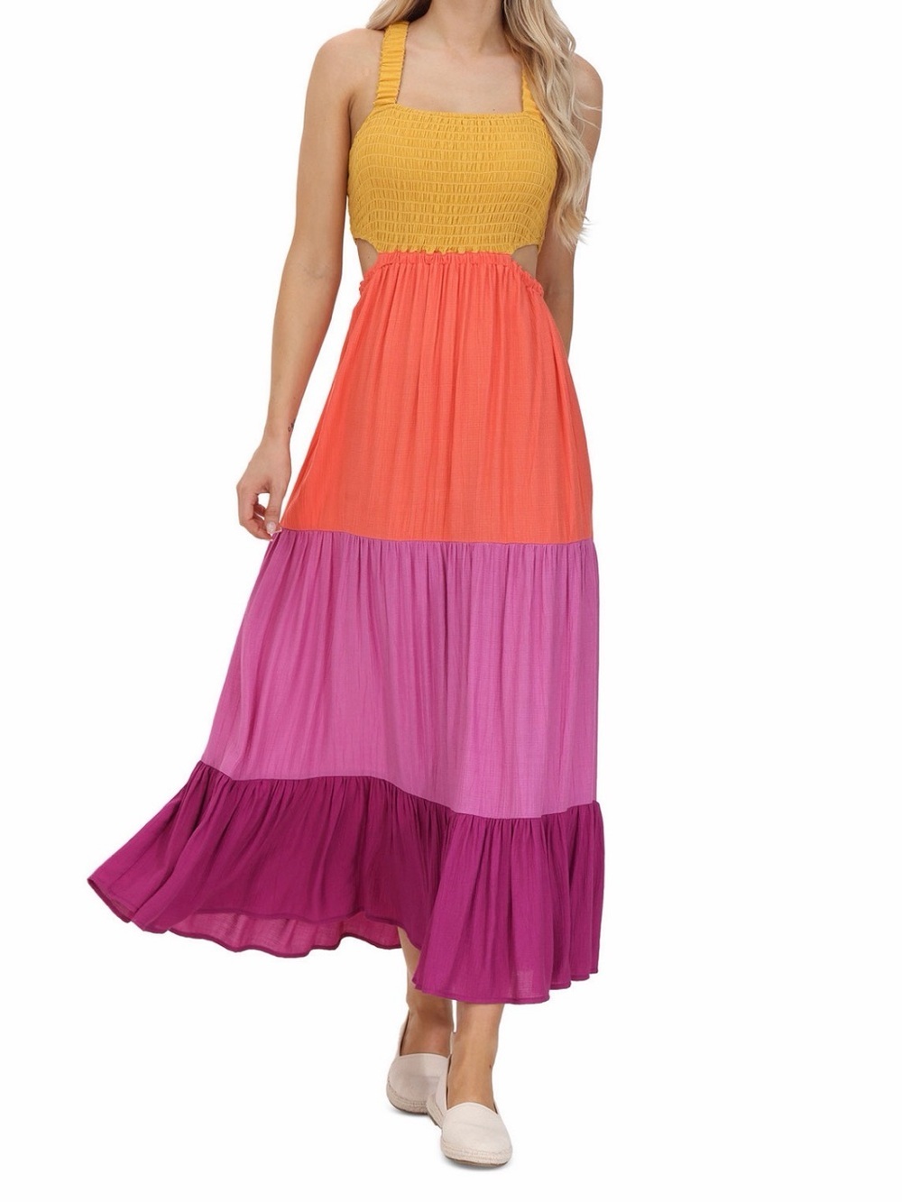 FRYE Bright Yellow Smocked Dress